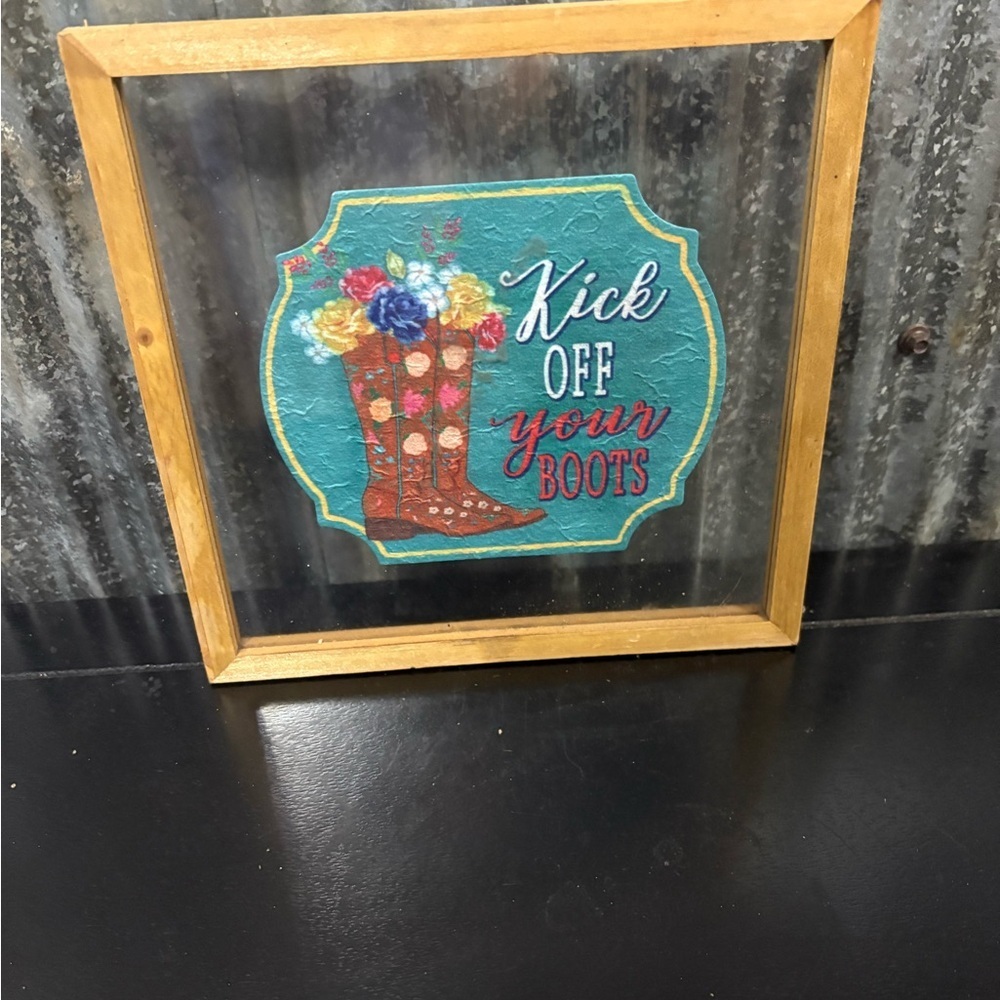 Kick Off‎ Your Boots Farmhouse Wall Decor Sign Rustic Country Boot Floral